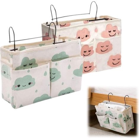 2 sacs de rangement suspendus Sac de rangement de chevet Sac de rangement en tissu Panier suspendu pour table de chevet (301126cm Couleurs variées) (1/5)