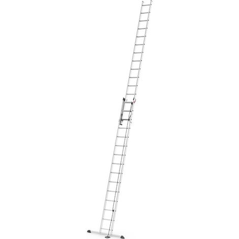 Hailo – Échelle coulissante à corde 2 plans 2x15 échelons 7,6m/8,4m – Aluminium léger 22,1 kg – Échelons antidérapants pour sécurité