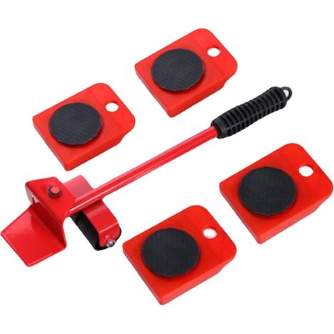 Lot de 5 roulettes de transport de meubles - 4 roulettes et 1 cric - Charge maximale 150 kg chacune, kolezy