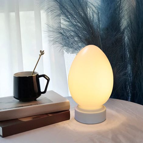 Lampe De Table Led En Forme D Oeuf De Paques - Lampe De Chevet Blanche En Plastique - Luminaire Decoratif Pour Maison Bureau Et Decoration De Paques - 1 Piece (1/5)