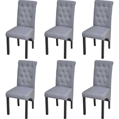 Lot de 6 Chaises de salle à manger - Chaises à dîner Gris clair Tissu BV869592 - BonneVie (1/5)