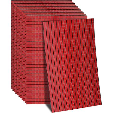 7200 Pcs Carreaux de Mosaïque En Miroir Autoadhésifs, Miroirs Disco En Verre Rouge, 5 X 5 Mm, Pour Boule Disco, Bricolage, Décoration, 12 Feuilles (1/5)