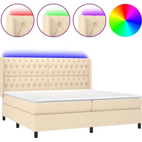 Maison Exclusive - Sommier à lattes de lit matelas et LED Crème 200x200 cm Tissu (1/5)