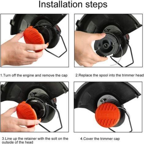 LaBlanc - Lot de 4 capuchons de bobine + 4 pièces de rechange pour ressorts compatibles avec les coupe-bordures BLACK+DECKER RC-100-P (1/4)