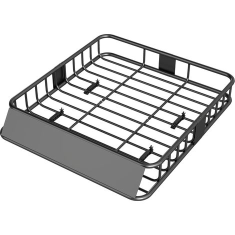 Panier de toit universel en acier avec pare-vent, charge jusqu'à 90,7 kg, 110,5 x 99,5 x 18,5 cm, noir (1/5)