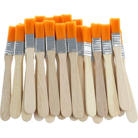 Lot de 28 pinceaux plats,poils en nylon,manche en bois,13 cm,peinture murale,arts plastiques,vernis (1/5)