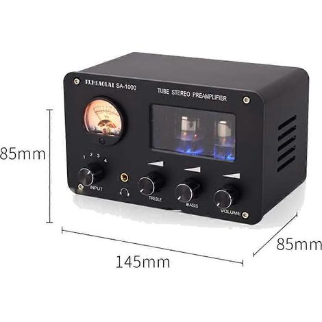 PJ.MIAOLAI SA1000 Verlustfreier HiFi-Audio-Wahlschalter, 4 Eingänge, 2 Ausgänge, frontseitiger Röhren-Kopfhörerverstärker mit VU-Meter - A (1/5)