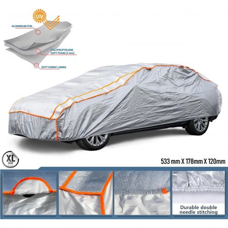 Housse de protection anti-grêle imperméable avec revêtement en aluminium pour voiture taille XXL - 533 cm x 178 cm x 120 cm