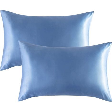 Taie D'oreiller Satin Soyeux Lot De 2 Housse Coussin Fermeture Par Enveloppe Anti Abeille Anti Ride Pour Cheveux Et Peau Sensibles (1/5)