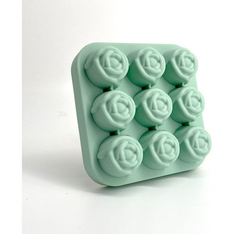 Bac à glaçons en silicone 3D en forme de rose - Moule à glaçons pour congélateur avec couvercle et entonnoir - Moule en silicone facile à démouler - 9 glaçons en forme de rose (1/5)