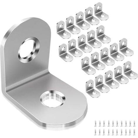 30 Pièces Équerre de Fixation, Équerre Métal 20 × 20 mm, Equerre de Fixation 90 degrés, equerre Inox avec 60 vis, Petite Equerre Metal pour Fixation de Meubles en bois