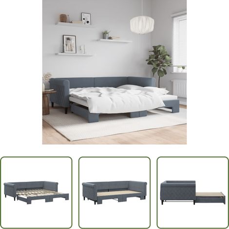 Schlafsofa -  Tagesbett Ausziehbar Dunkelgrau 100x200 cm Samt (1/5)