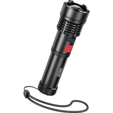 Lampe torche LED verte LYCA - 300 lumens, laser blanc, batterie rechargeable, résistante à l'eau, design professionnel (1/5)