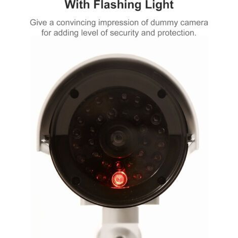 Dummy Security Camera, Simulated Surveillance, with Flashing Light, for Indoor and Outdoor Use, for Home or Business Warning (1/5)