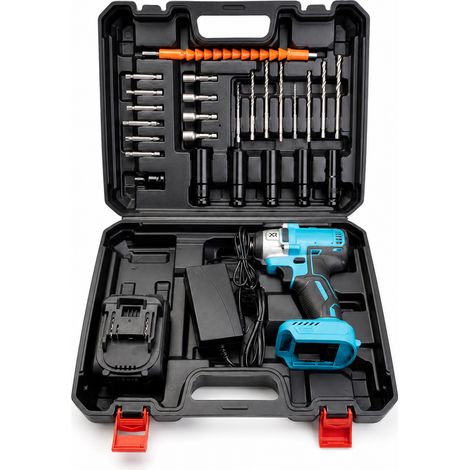 Bürstenloser kabelloser Schlagschrauber Lithium 10 Batterien blau (1/5)