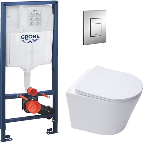 WC-Set Grohe Rapid SL + SAT Infinitio Rimless WC SoftClose Weiß + Skate Cosmopolitan Platte Chrom (RSLCETOR1-IN)