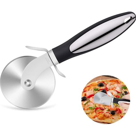 Roulette à Pizza, Coupe Pizza, Couteau a Pizza - Pizza Cutter avec Poignée en SiliCône et Lames en Acier Inoxydable avec Couvercle de Protection (Noir)-Fei Yu (1/5)