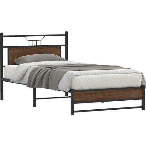 Estructura de cama sin colchón madera marrón roble 100x200 cm