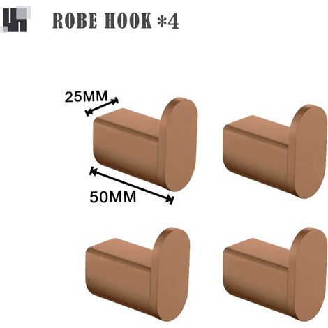 (Lot de 4 crochets pour peignoir) Porte-serviettes/porte-mouchoirs/crochet pour peignoir en or rose brossé, porte-gobelet, brosse WC et porte-savon, accessoires de salle de bain (1/5)