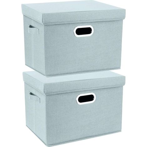 Set mit 2 faltbaren Aufbewahrungsboxen aus Stoff mit Deckel, 44 x 30 x 29 cm, Oxford-Polyester, für Büro oder Zuhause (1/5)