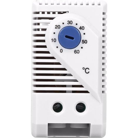 1 thermostat mécanique, plage 0 à 60 °c, contact normalement ouvert, montage rail din, pour ventilation et chauffage (1/5)