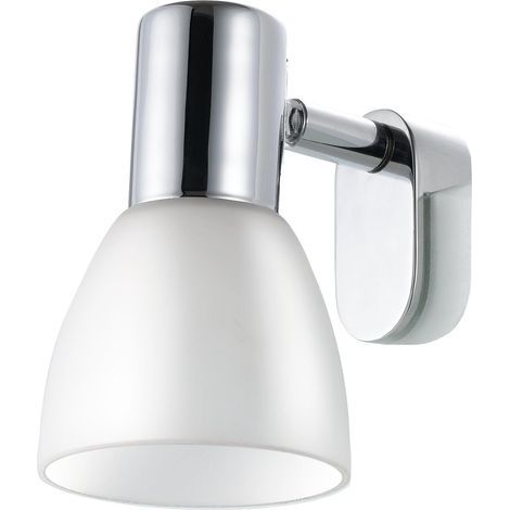 Wandleuchte, silberfarbenes Metall, weißes Glas, Schutzart IP44, E14-Fassung, Badezimmer (1/5)