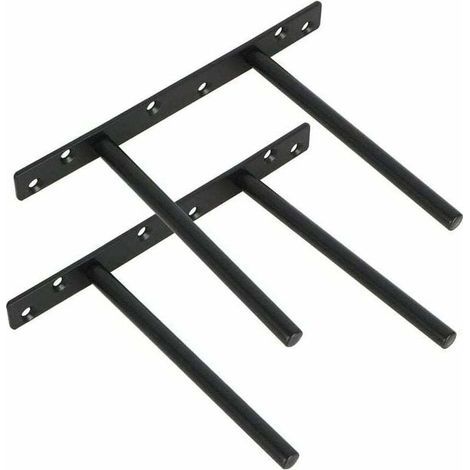 Lot de 2 Support pour Étagère Flottante Invisible Support en Métal pour Tablette Flottante en Bois Dissimulé à Fixation Murale, Finition Noire Mate en Acier Inoxydable, 2 Pcs (1/5)