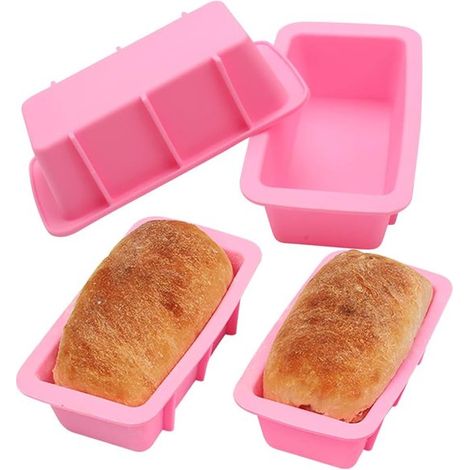Mini-Silikon-Backform für kleine, antihaftbeschichtete Toastkuchen, rechteckige Form (16,5 cm), 4-teiliges Set, auch für handgemachte Seife geeignet.