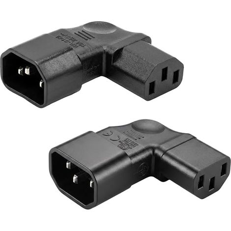 Cable C14 to C13 Cable Pin Angled Cable for PDU, UPS, Computer and HDTV Degree Left, Degree Left, Degree Degree