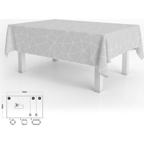 Nappe Anti-tache Rectangulaire Toile cirée 140 x 250 cm. Gris Géométrique (1/4)