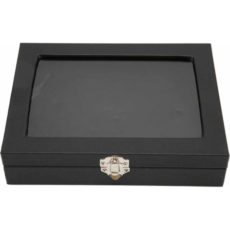 Espositore per spille, contenitore ordinato, scatola portabadge trasparente nera antipolvere per gioielli domestici S-Crezuo