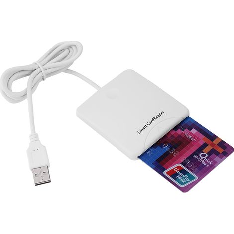Lecteur de cartes à puce USB portable blanc à pleine vitesse pour cartes bancaires mobiles (1/5)
