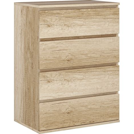 Commode 4 tiroirs meuble de rangement sans poignées design minimaliste 60 x 40 x 80 cm naturel