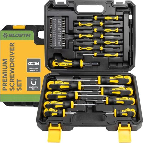 Hochwertiges magnetisches Schraubendreher-Set – 42-teilig mit magnetischen Bits und ergonomischen Griffen (Kreuz- und Schlitzschraubendreher) – Inklusive robustem Aufbewahrungskoffer – Präzisionsschra (1/5)