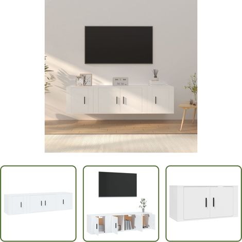 Fernsehschrank -  3-tlg. TV-Schrank-Set Weiß Holzwerkstoff (1/5)
