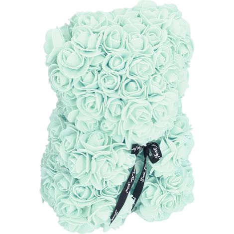 Ours en forme de rose de 25 cm, ours en fleurs artificielles, cadeau romantique pour la Saint-Valentin, Noël ou toute autre occasion spéciale, vert clair. (1/5)