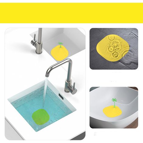 Gelber, geruchsdichter Abflussdeckel im vierblättrigen Kleeblatt-Design, verstopfungsfrei, insektenabweisend und geruchsdicht für Badezimmer und Abflüsse. (1/5)