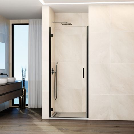 Box doccia frontale GLASS porta a battente con profilo di chiusura 75 cm profilo titanio (1/5)