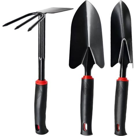 (Schaufel, Pflanzkelle, Doppelhacke) 3-teiliges Garten-Set mit rutschfestem Griff – Professionelles Edelstahl-Set zum Pflanzen, Graben und (1/5)