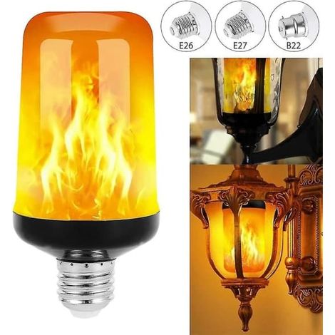 BelleRise - Lot de 2 lampes LED à effet flamme 5W avec effet flamme simulée, lampe de décoration d'Halloween (culot E27, flamme jaune) (1/5)