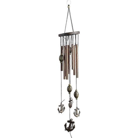 Tubes en alliage de cuivre pour carillon éolien suspendu, décoration extérieure jardin, terrasse, patio, intérieur, set de 6 pièces, finition métallique dorée (1/5)