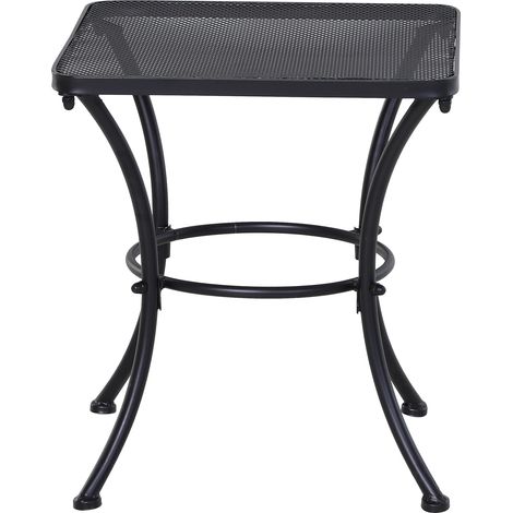Quadratischer Gartentisch aus Stahl mit perforierter Tischplatte, 45 x 45 x 50 cm, Schwarz