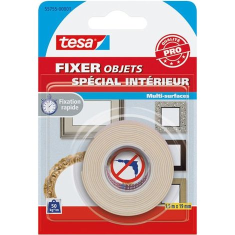 Tesa Cinta adhesiva doble cara transparente 1,5 m x 19 mm
