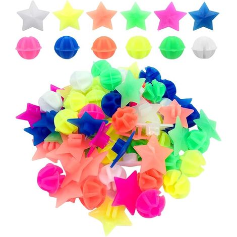 72 Perles pour rayons de roue de vélo, clips plastiques colorés pour décoration de vélo, perles décoratives rondes pour tous âges, couleurs et formes assorties (1/5)