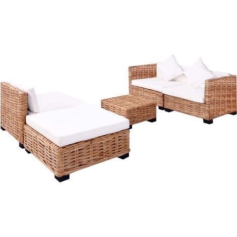 Maison Exclusive - Set Divano 14 pz in Rattan Naturale