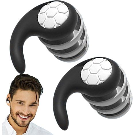 2pairs Noir S/l-bouchons D'oreille Anti-bruit Bouchons D'oreille Silencieux Tanches Bouchons D'oreille Rutilisables Avec Bote En Silicone Troi