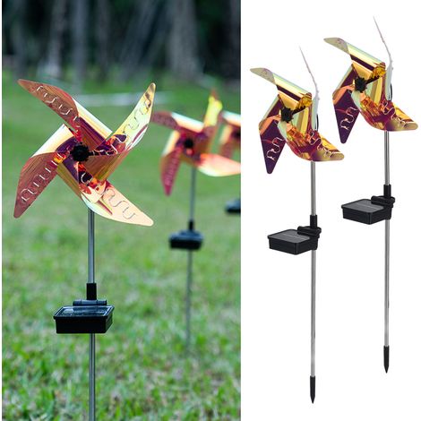 Set mit 2 kreativen Solar-Gartenleuchten, ideal für Terrassen und Gärten. (1/5)
