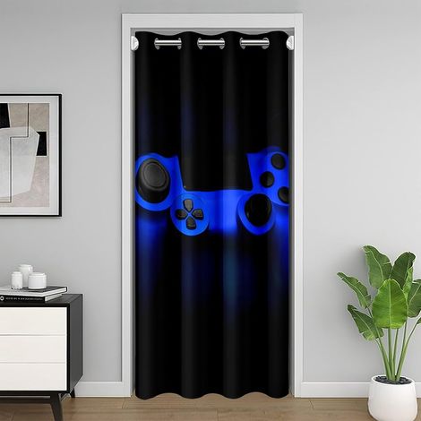 Teal Gaming Rideau Porte pour Garçons,Contrôleur de Jeu Bleu Marine Rideaux de Séparation de Chambre,Jeux Vidéo pour Enfants Adolescents Rideau Occultant Dark,Console de Jeu Rideau de Porte,86x203 - 8 (1/5)