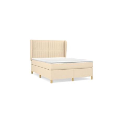 Sommier à lattes de lit avec matelas Crème 140x200 Tissu (1/5)