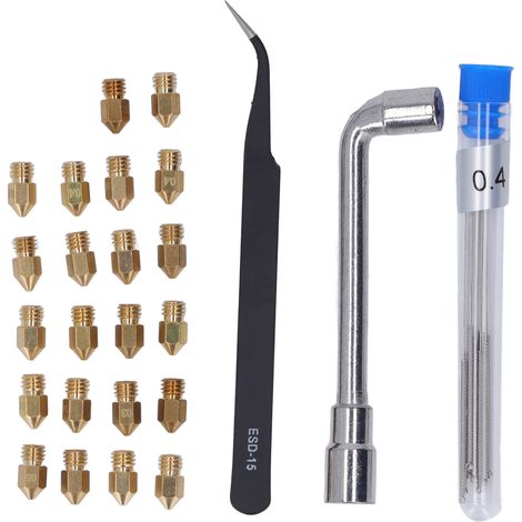 Kit de buses d'impression 3D en laiton robuste MK8 pour extrudeuse, 0.2-1.0mm, compatible Creality Ender (1/5)